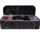 Rosso Levanto Marble Wall-mount Bathroom Sink Fluted Front with 8" Backsplash