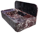 Rosso Levanto Marble Wall-mount Bathroom Sink Fluted Front with 8" Backsplash