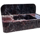 Rosso Levanto Marble Wall-mount Bathroom Sink Fluted Front with 8" Backsplash