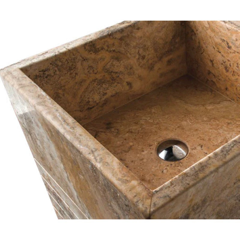 Scabos Travertine Pedestal Stand-Alone Cone Shaped Sink