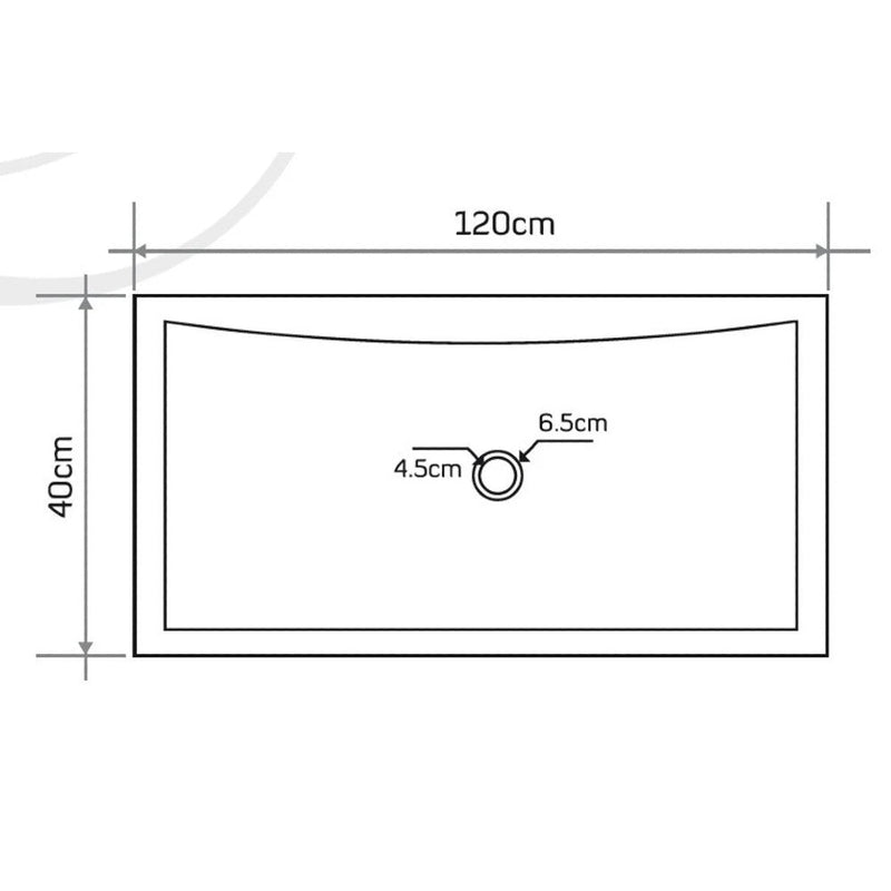 Seagrass Fossil Limestone Rectangular Vessel Sink Honed (W)16" (L)48" (H)2.5" SKU-NRSTC40 product technical drawing