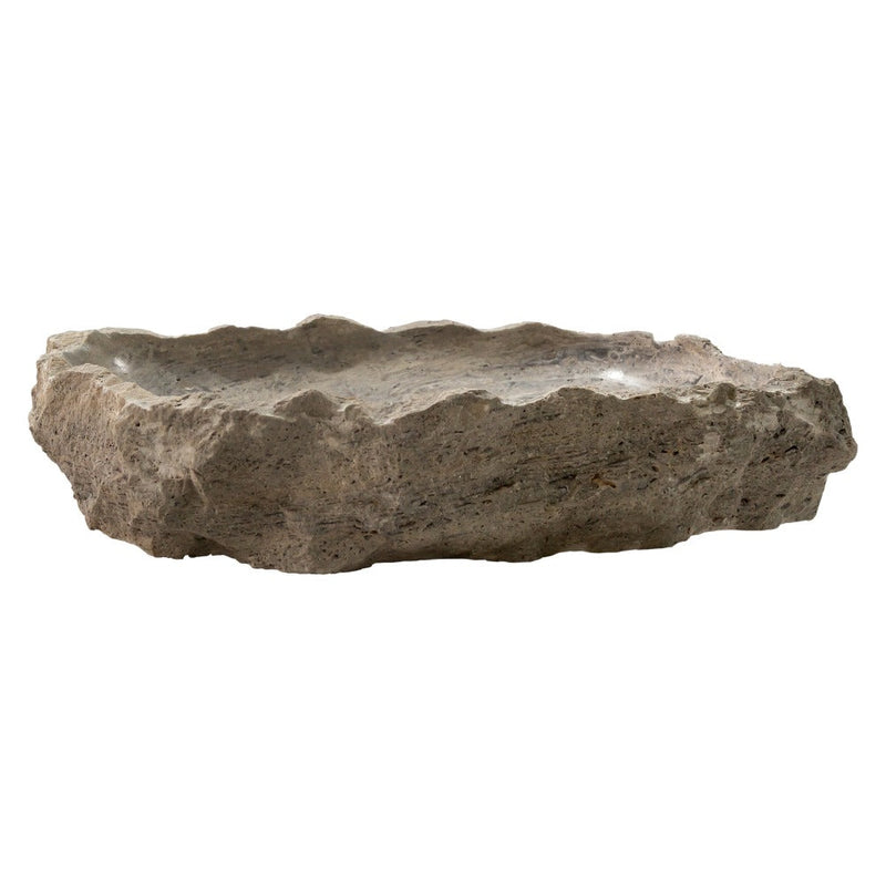 Silver Travertine Stone Rustic Vessel Sink SKU-NTRSTC14 random size (W)16" (L)26" (H)5" product shot front view