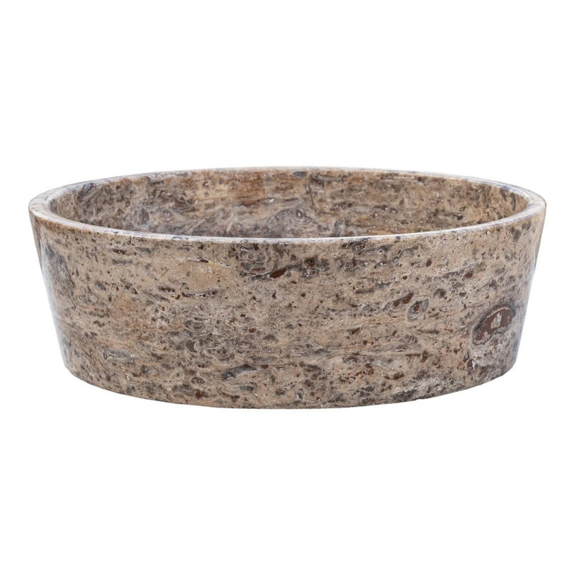 Silver Latte Travertine Natural Stone Vessel Sink Filled and Polished (D)16" (H)5"