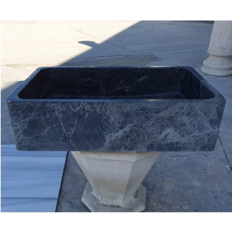 Natural Stone Sirius Black Marble Farmhouse Sink Polished  (W)16" (L)24" (H)6"