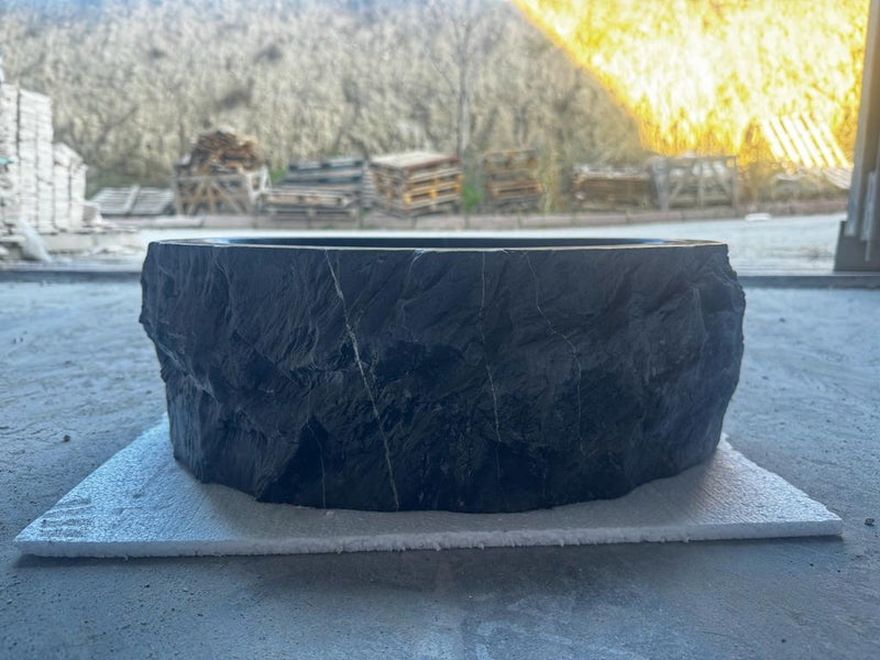 Toros Black Rustic Marble Above Vanity Bathroom Oval Sink (W)14" (L)17" (H)6"