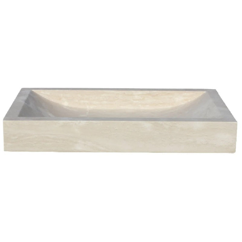 Troia Light Travertine Rectangular Vessel Sink Honed and Filled (W)16" (L)27.5" (H)4"