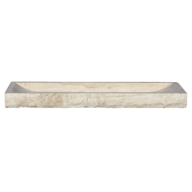 Troia Light Travertine Rectangular Vessel Sink Honed and Hand-Split (W)16" (L)48" (H)4"