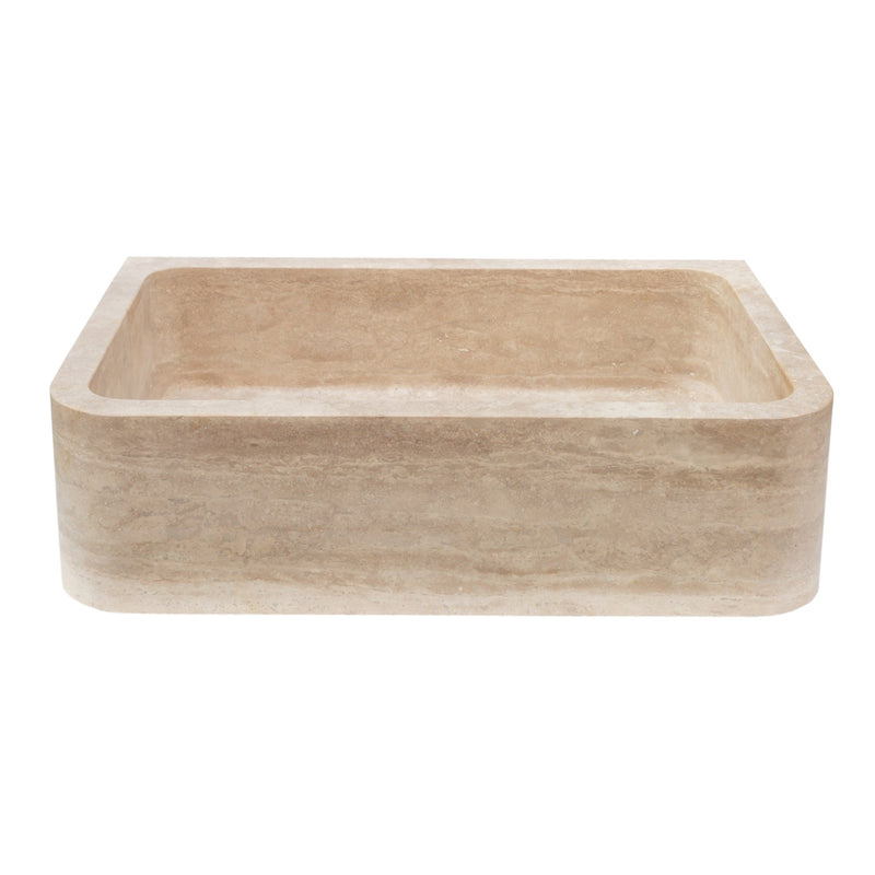 Troia Light Travertine Farmhouse Sink Honed and Filled (W)18" (L)27.5" (H)7"