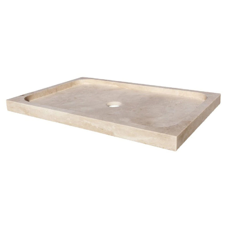 Troia light travertine rectangular shower base SKU-NTRSTC27 The product shot on white background.