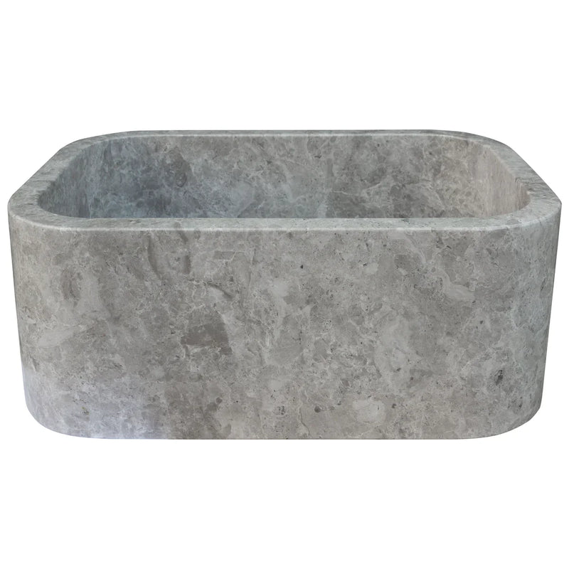 Tundra Gray Marble Rectangular Wall-mount Bathroom Sink (W)12" (L)18" (H)7"