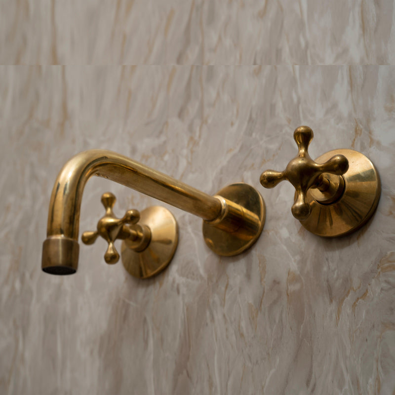 Unlacquered Brass Wall Mounted Bath Faucet