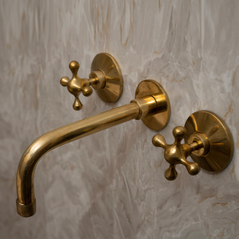 Unlacquered Brass Wall Mounted Bath Faucet