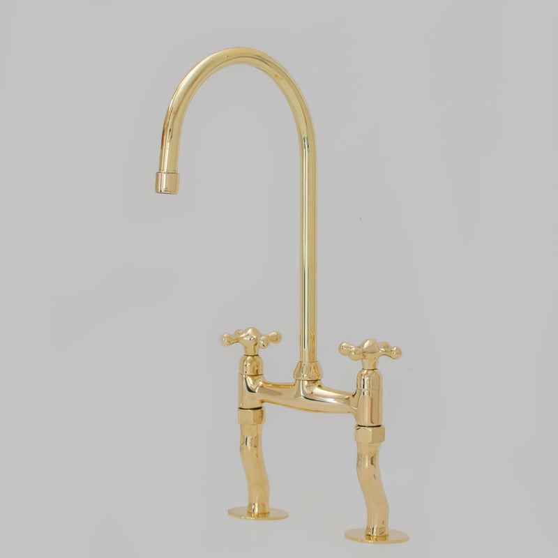 Antique Brass Kitchen Faucet - Antique Brass Bridge Faucet