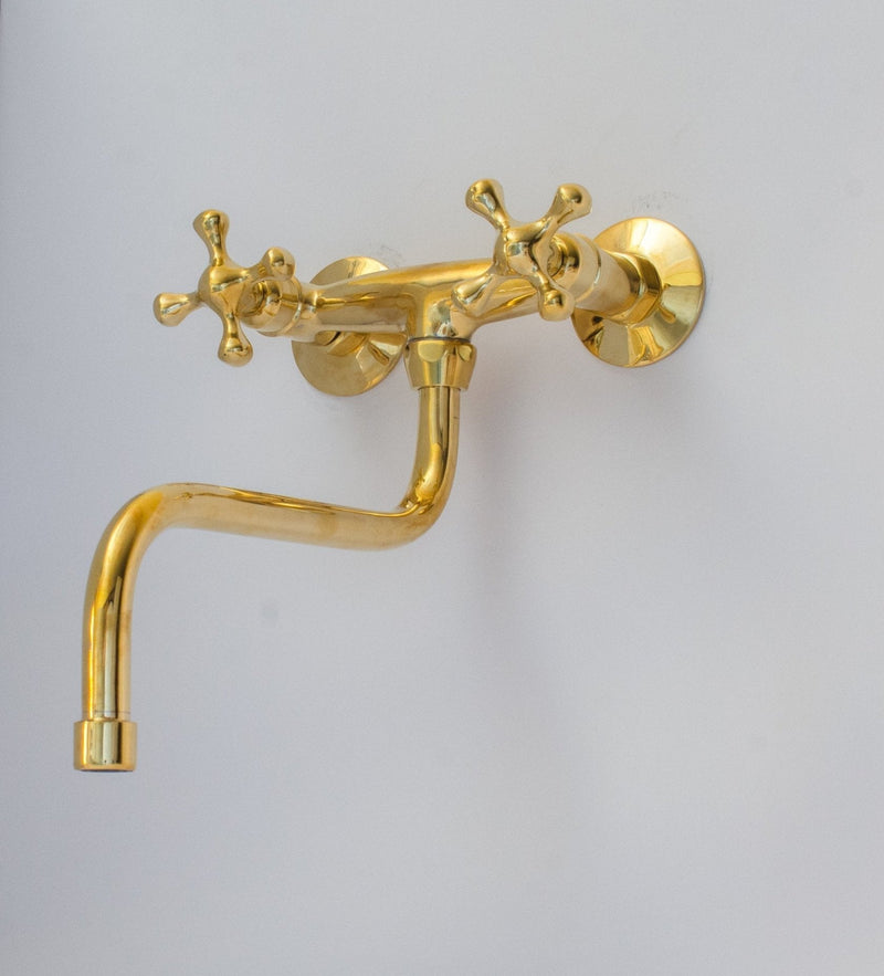 Antique Brass Kitchen Faucet - Wall Kitchen Faucet