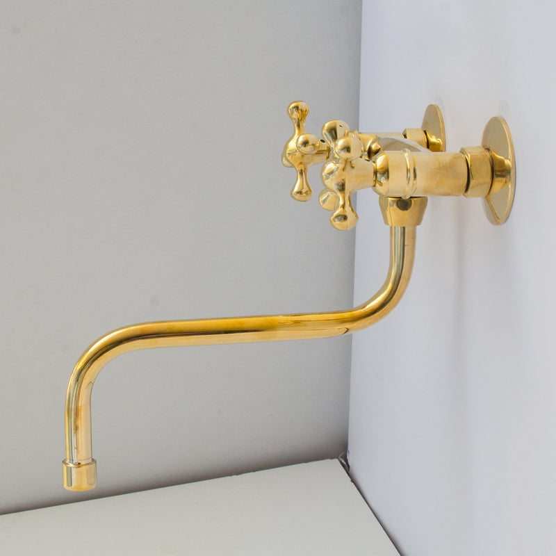 Antique Brass Kitchen Faucet - Wall Kitchen Faucet