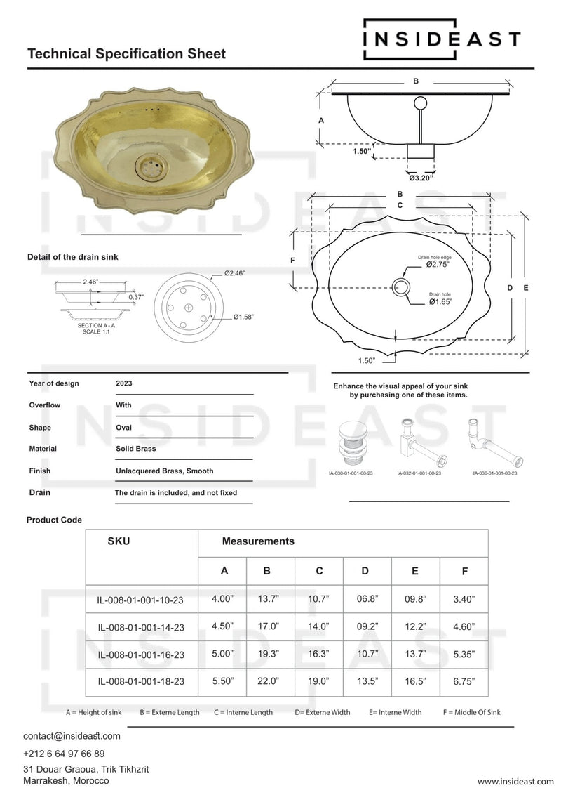 Antique Solid Brass Sink, Unlacquered Exposed Oval Bathroom Sink, Bathroom Vessel sink