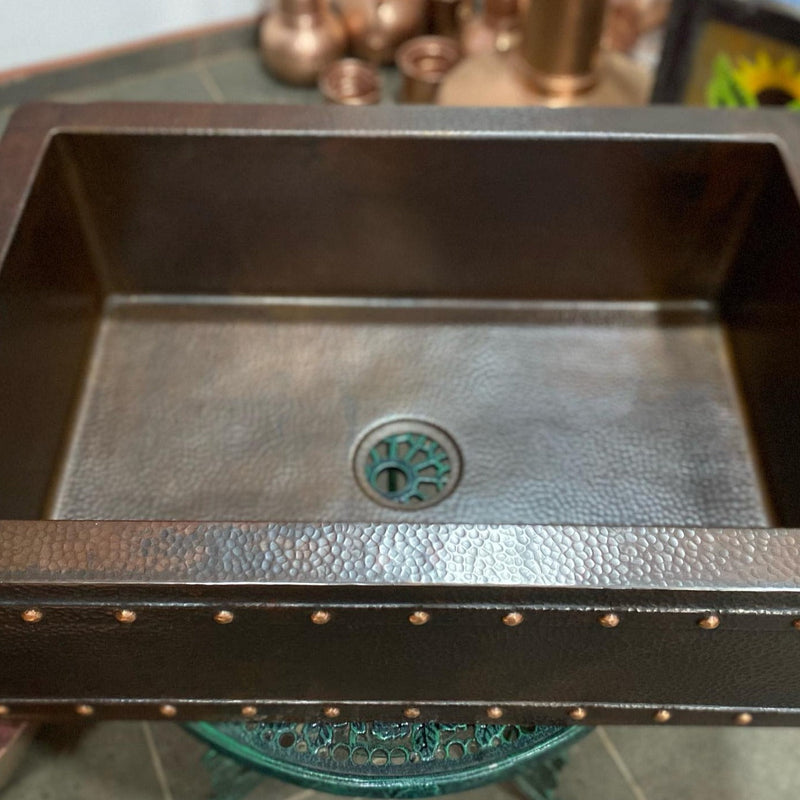 Dual Mount Copper Kitchen Farmhouse Apron Sink-Zinnia