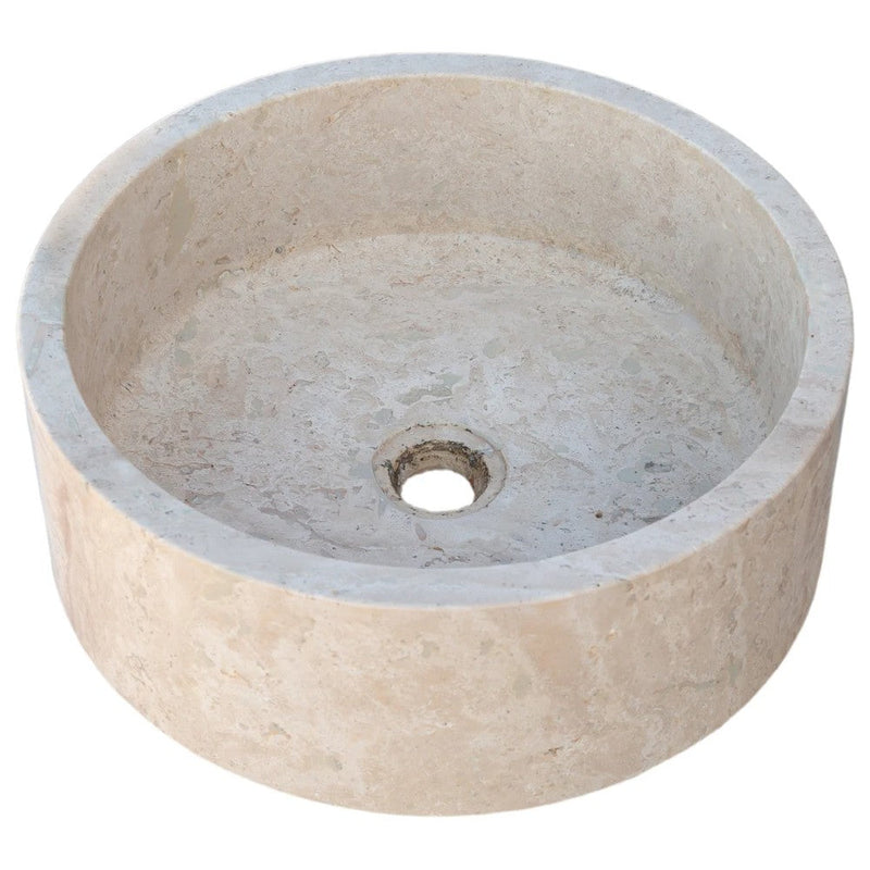 Natural Stone Beige Travertine Vessel Sink Honed  (D)16" (H)6"