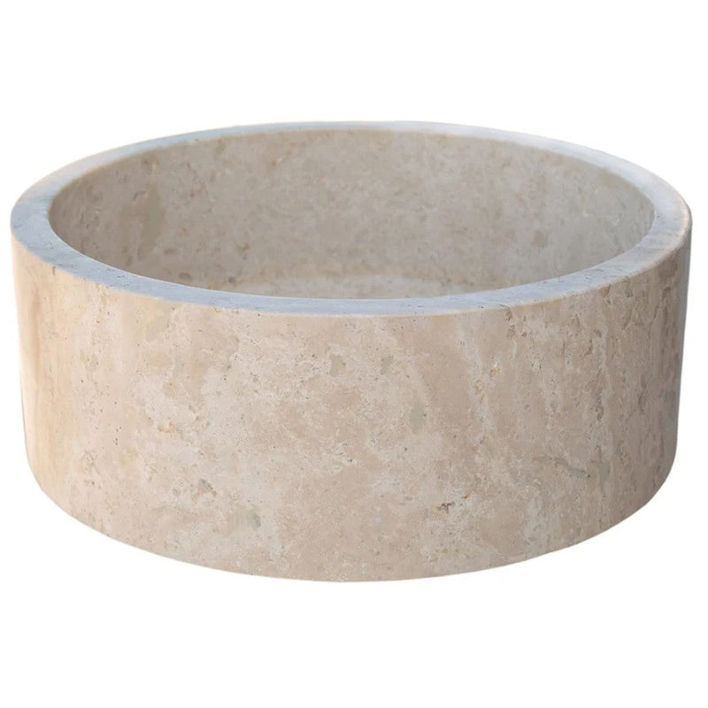 Natural Stone Beige Travertine Vessel Sink Honed  (D)16" (H)6"