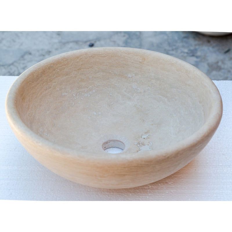 beige travertine vessel sink NTRSTC09 D16 H6 angle view product shot