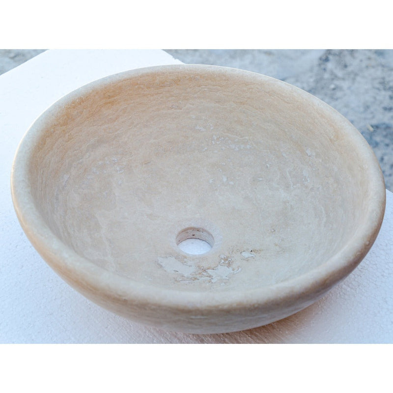 beige travertine vessel sink NTRSTC09 D16 H6 angle view product shot