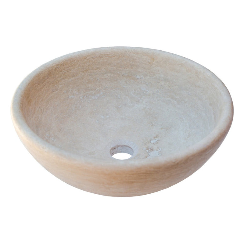 beige travertine vessel sink NTRSTC09 D16 H6 angle view product shot