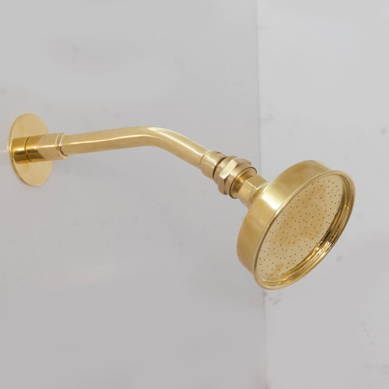 Built-in Solid Brass Shower, Unlacquered Brass Swiveling Showerhead, Rainfall Shower