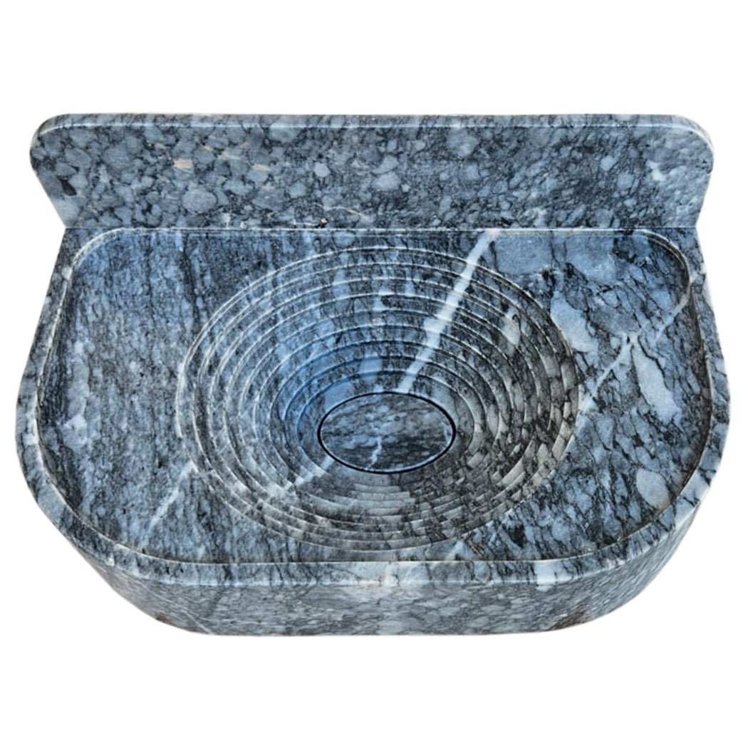 Bursa Gray Marble Wall-Mount Bathroom Sink with 6" Backsplash (W)16" (L)27" (H)6" top view