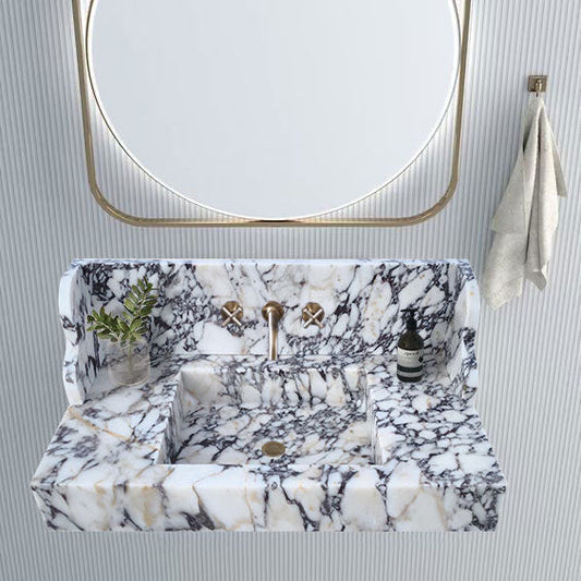 Calacatta Viola Marble Wall-mount Bathroom Sink with 10" Backsplash (W)20" (L)40" (H)6" bathroom view