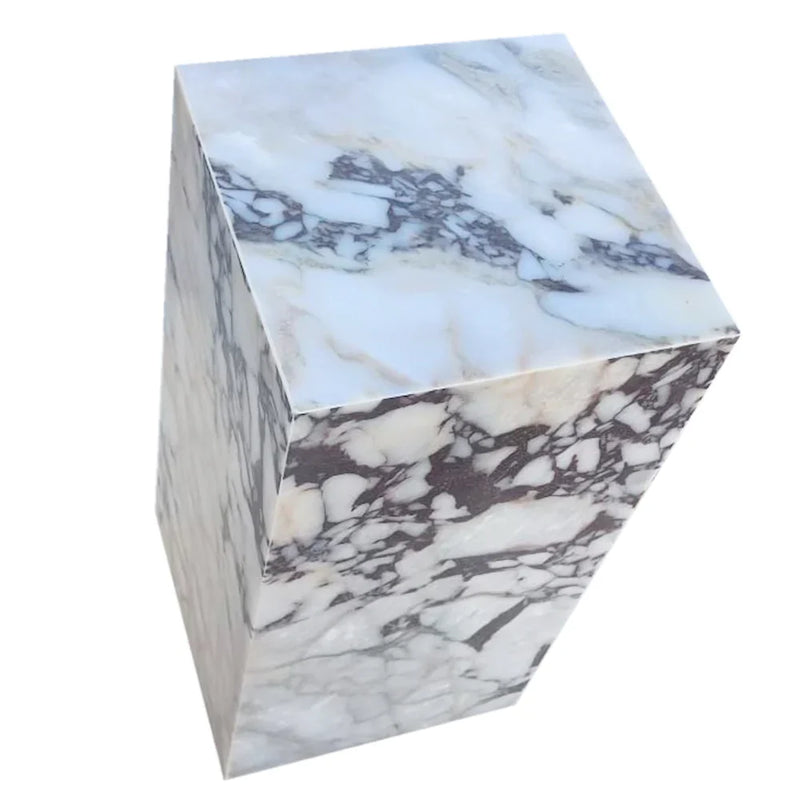 Calacatta Viola Marble Cube Design End/Side Table, Nightstand Polished (W)14" (L)14" (H)24"