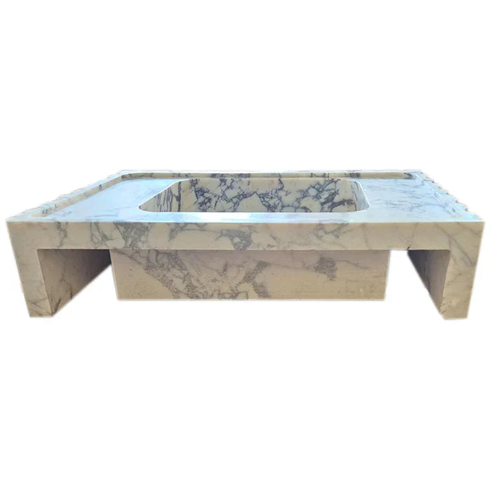 Calacatta Viola Marble Wall-mount Bathroom Vanity Sink U form Fluted (W)18" (L)28" (H)6"