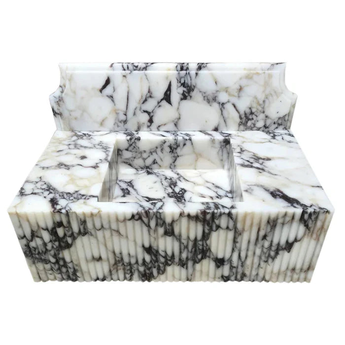 Calacatta Viola Marble Wall-mount Bathroom Vanity Sink Fluted Front (W)21" (L)37" (H)12"