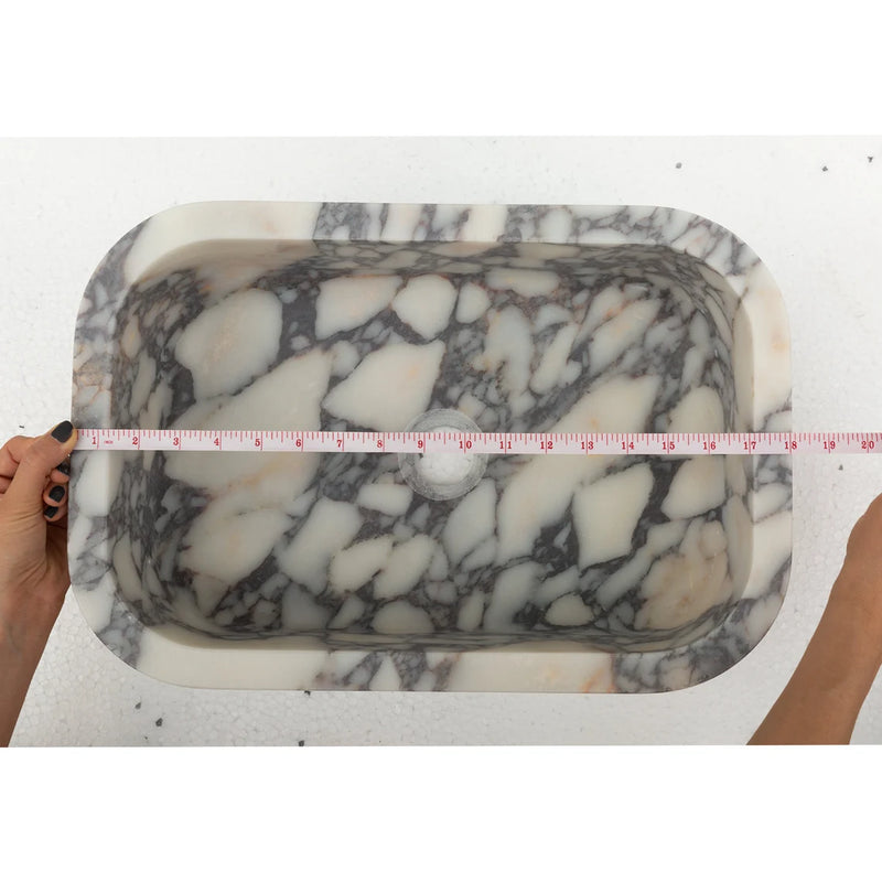 calacatta viola real marble rectangular sink CVRHFHS-CT measures