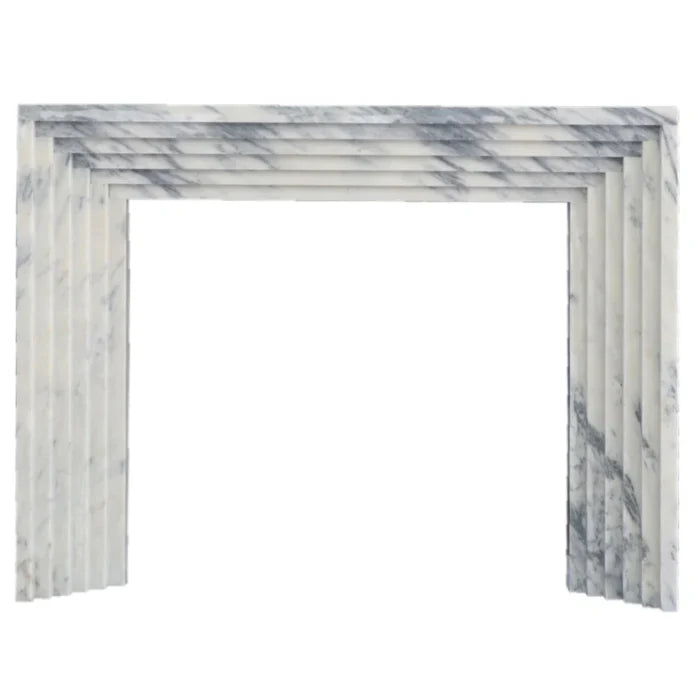 Afyon White Marble Art Deco Fireplace Mantel Polished (W)8" (L)60" (H)47"