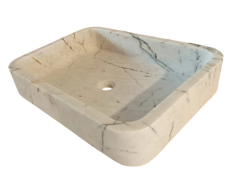 Carrara White Marble Above Vanity Bathroom Sink (W)16" (L)24" (H)5"