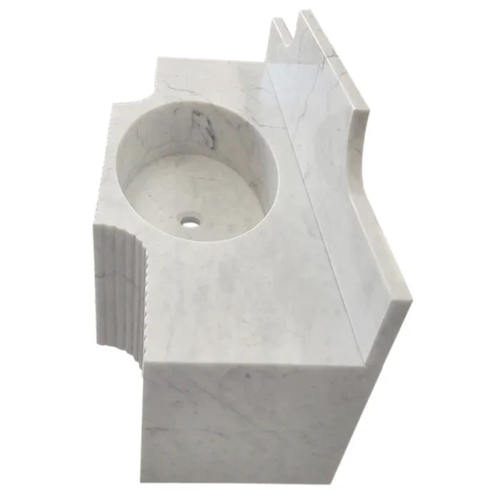 Carrara White Marble Wall-mount Bathroom Sink with 10" Backsplash (W)18" (L)48" (H)10"