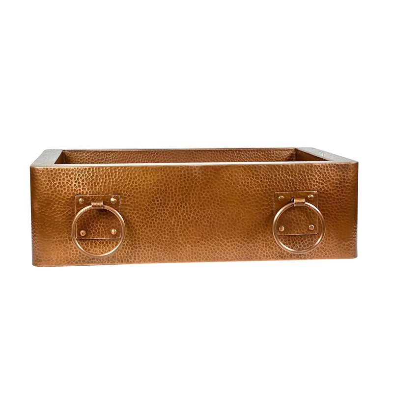 Hammered Copper Single-Bowl Farmhouse Sink with Rings - Ryla