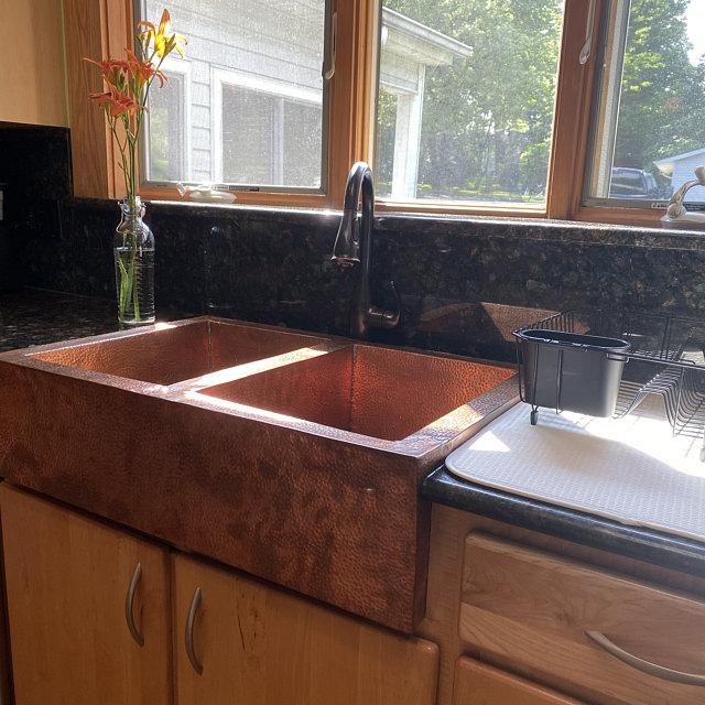 Customized Farmhouse 16 Gauge Copper Kitchen Sink