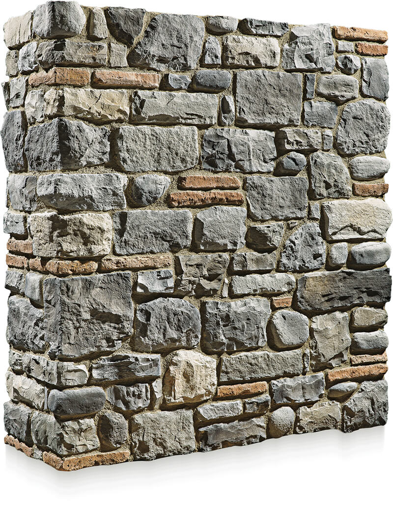 farm grey manufactured stone siding 317873 product shot on the wall