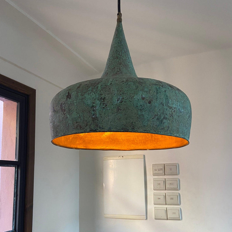 Vintage Oxidized Copper Pendant Light