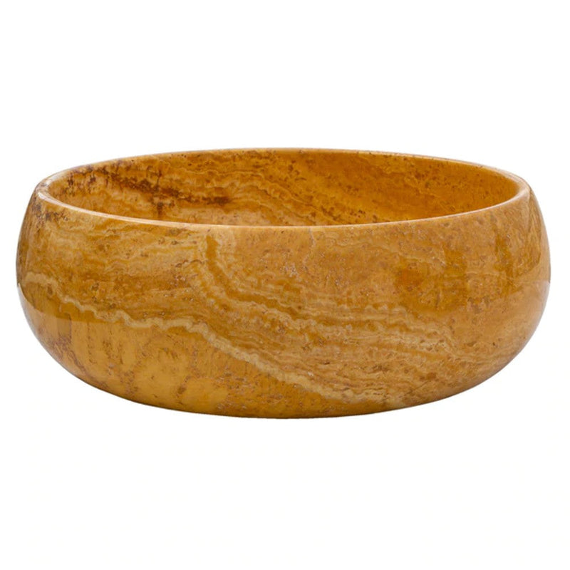 golden Sienna travertine natural stone Vessel Sink polished and filled size D16 H6 SKU EGEGSTR1673 side view