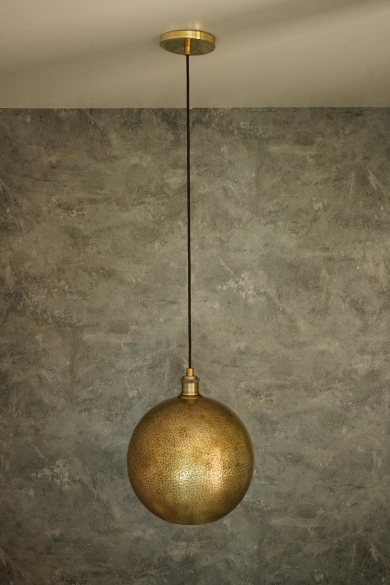 Hammered Brass Ball Pendant Light, Dome Ceiling Light