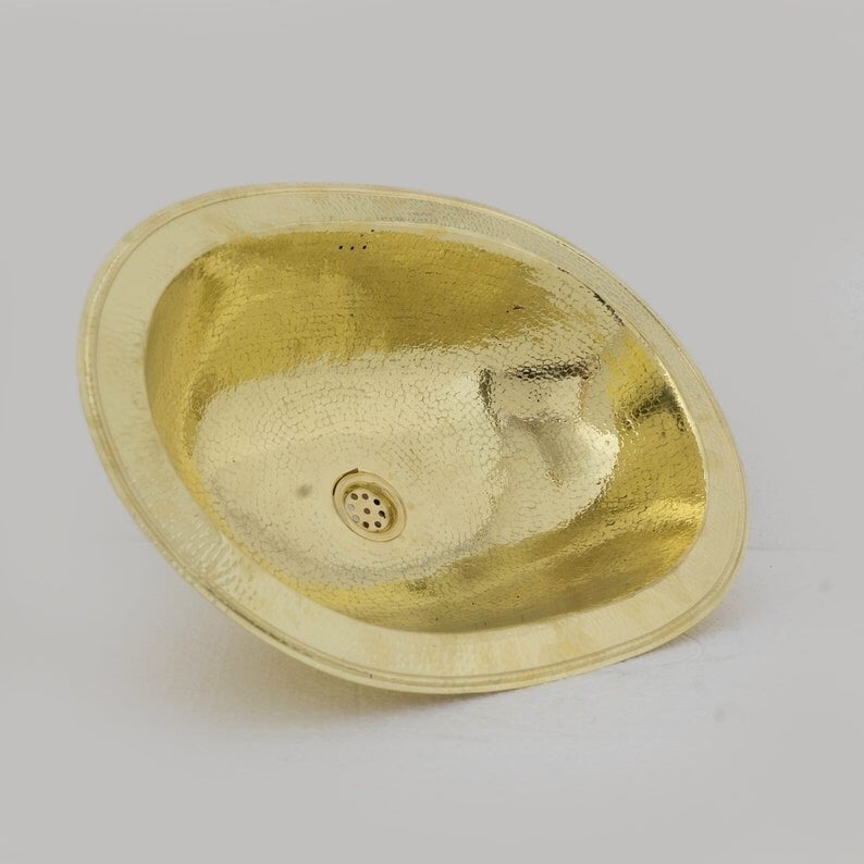 Hammered Oval Brass Sink, Drop-in Brass Bathroom Sink, Antique Brass Sink, Bathroom Brass sink, Aged Brass Sink