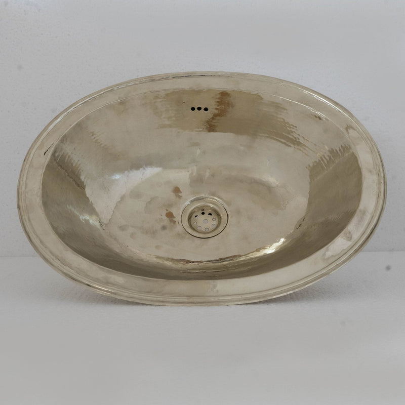 Handcrafted Oval Drop-in Nickel Bathroom Sink