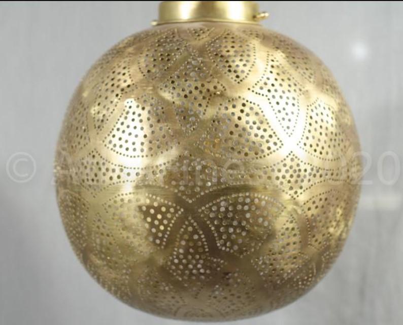 Hanging Pendant Ball Light Brass Shade Ceiling Lantern