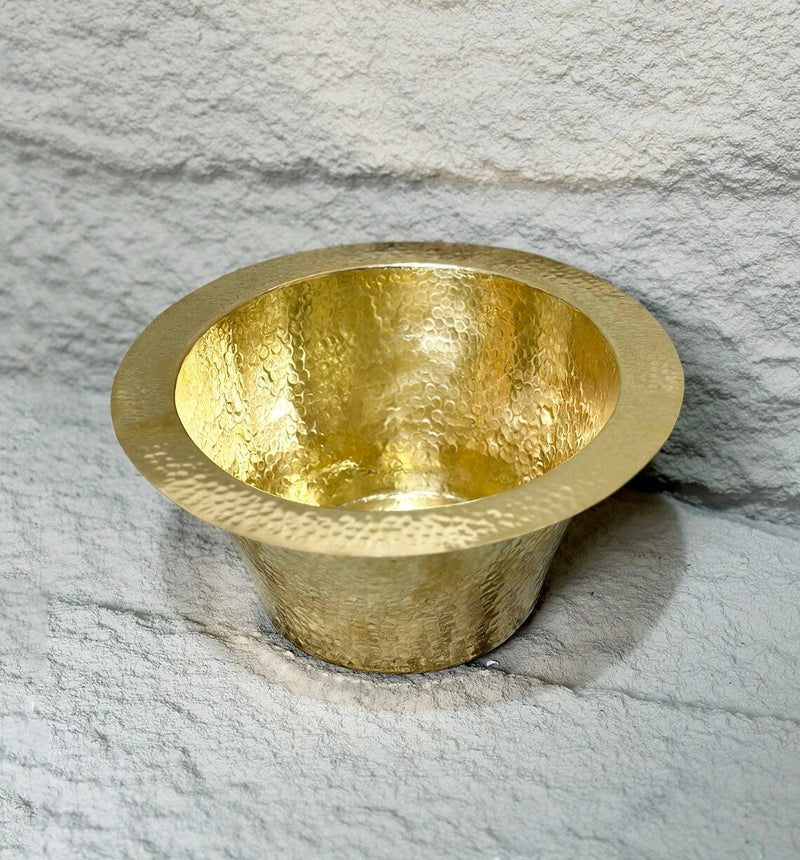 Brass Round Bar Sink, Hammered Brass Round Drum Prep Sink Including Drain