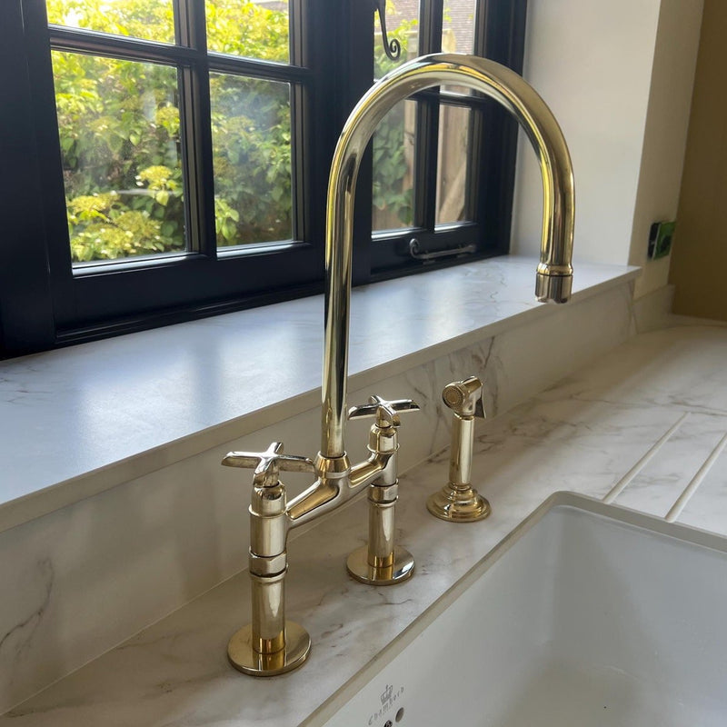 6" Unlacquered Brass Kitchen Faucet