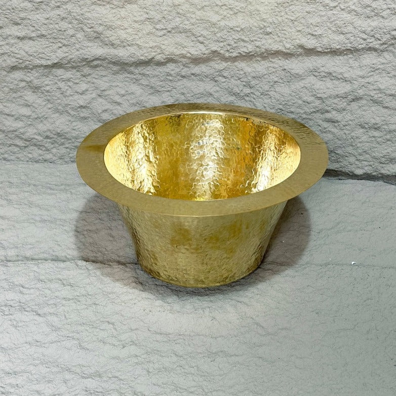 Brass Round Bar Sink, Hammered Brass Round Drum Prep Sink Including Drain