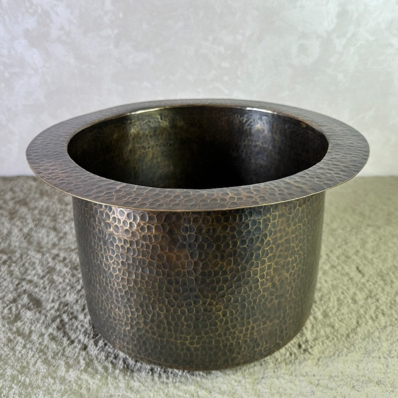 Patina Brass Round Bar Sink, Round Bronze Sink including drain