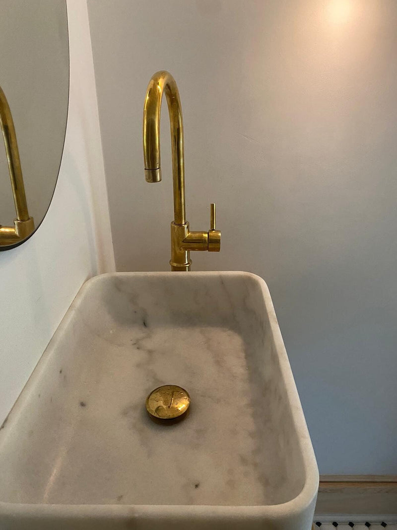 Unlacquered Brass Single hole bathroom sink faucet